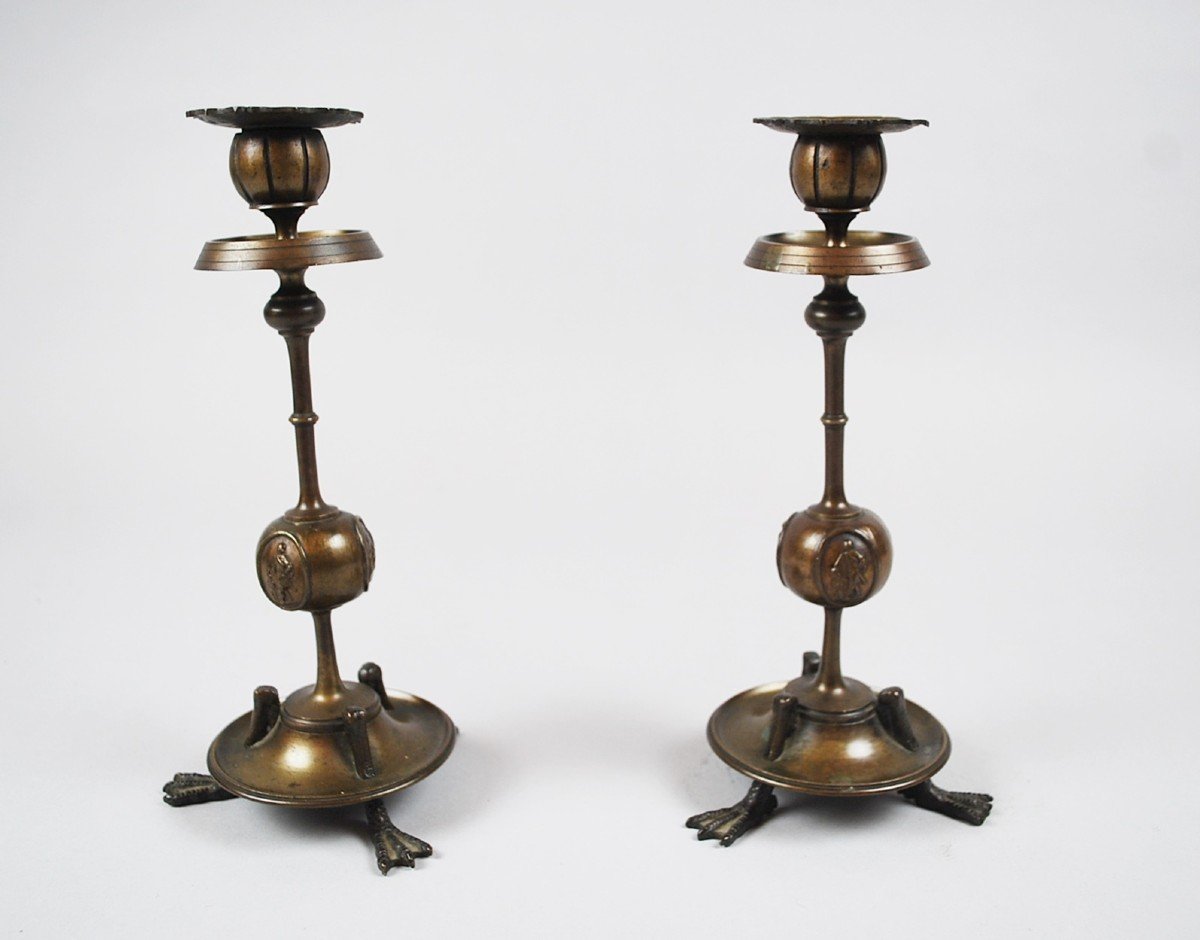 Pair Of Candlesticks, Claw Feet-photo-3