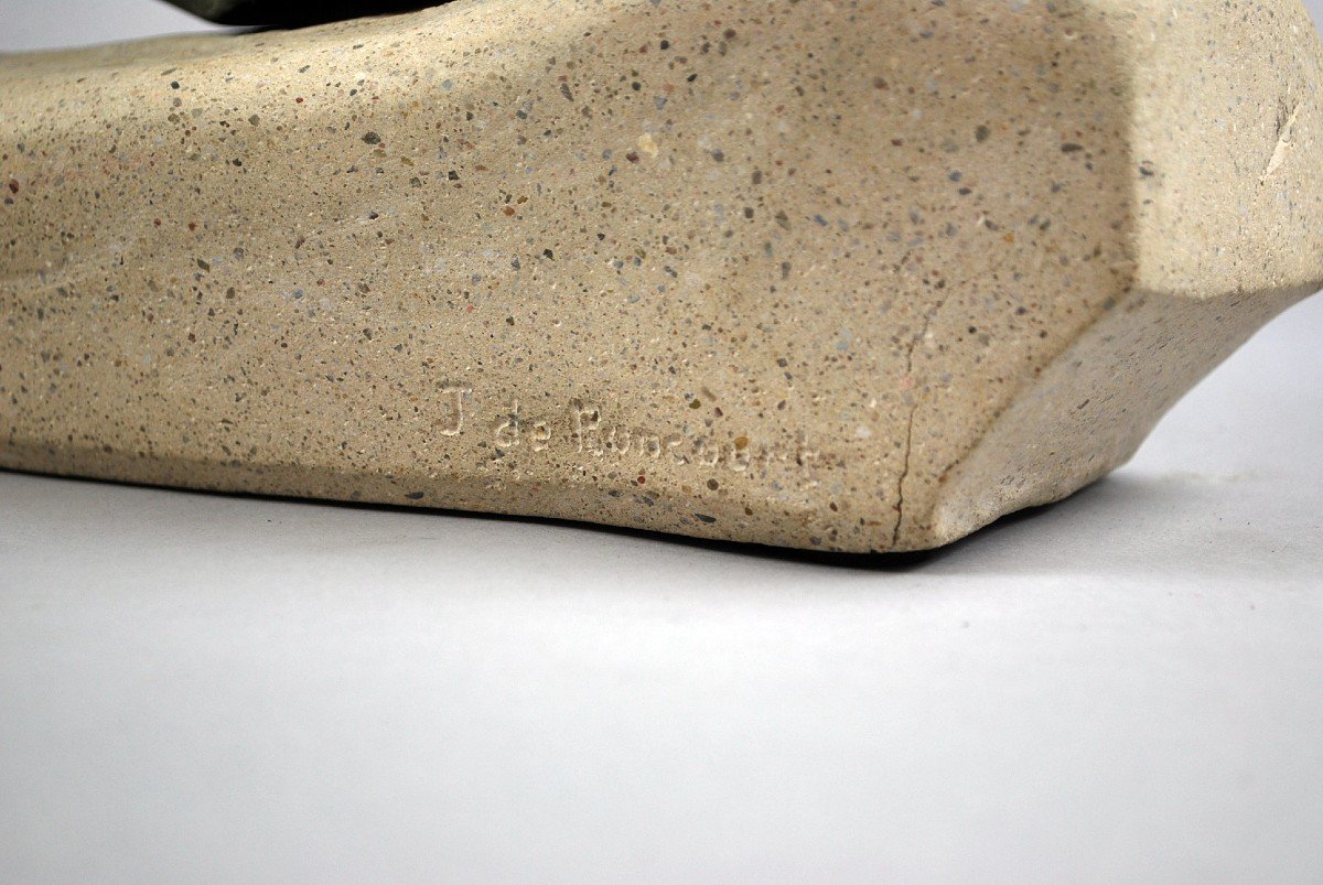 J. De Roncourt, Panther In Regulates With Green Patina-photo-2