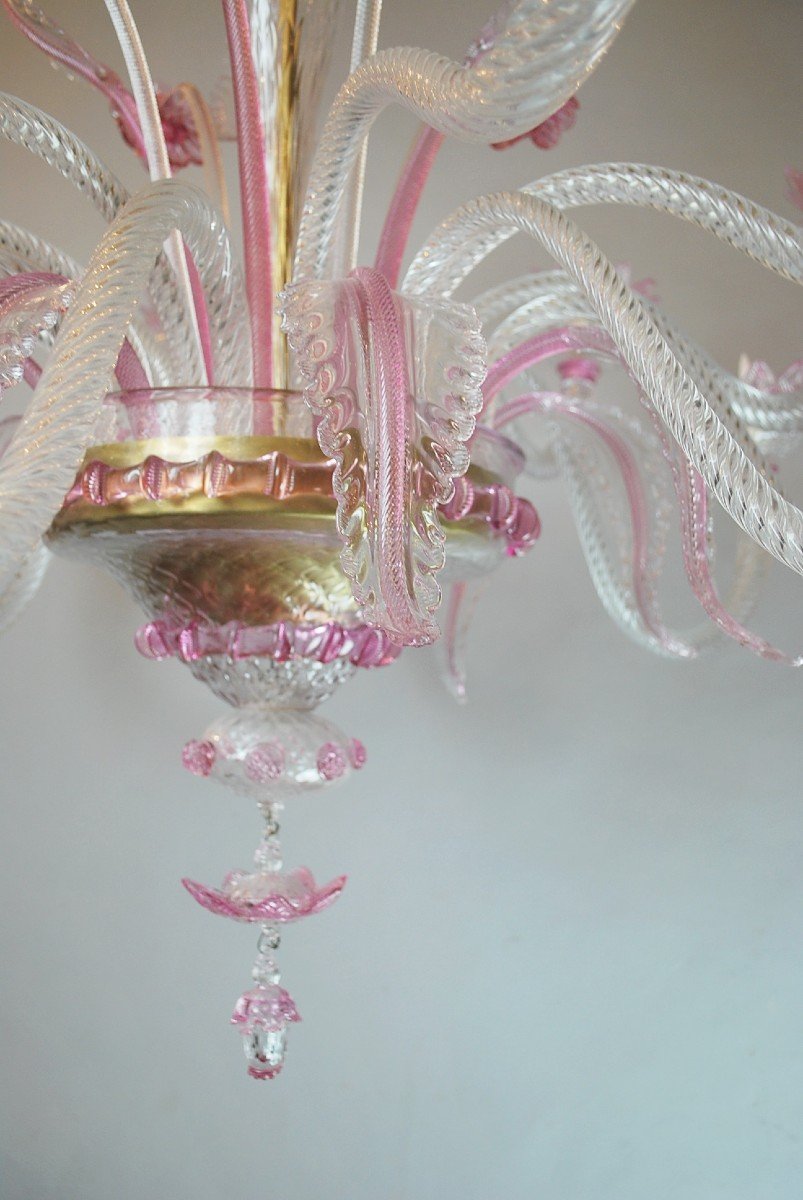 Pink Murano Chandelier, Pair Available-photo-5