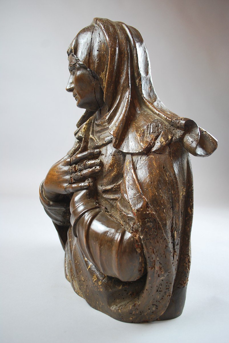 Buste De Marie En Noyer Sculpt&eacute;, Italie 17th-photo-3