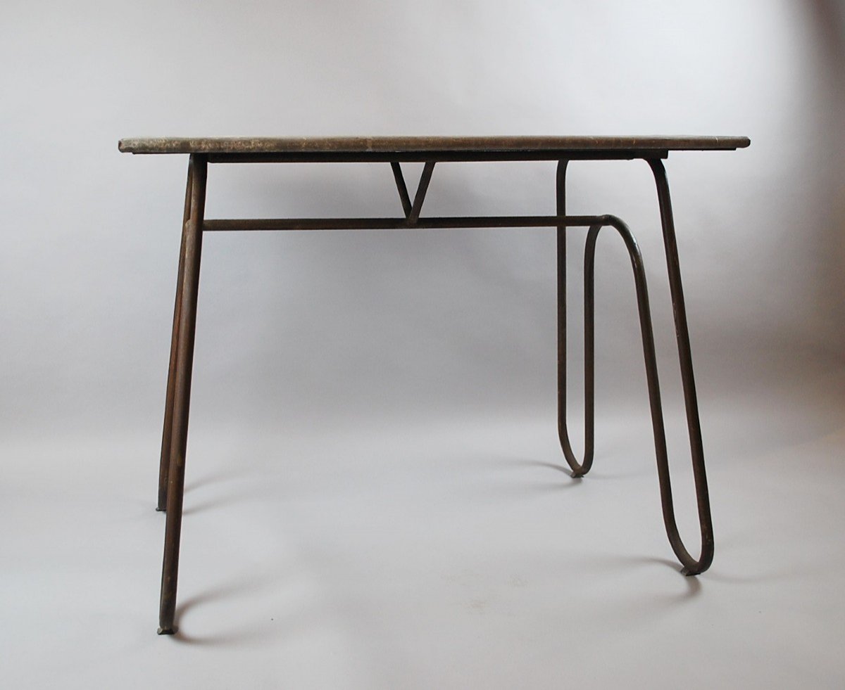 Florist Table, Tubular Iron And Zinc Tray, Circa 1950-photo-2