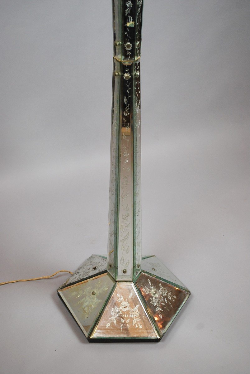 Floor Lamp Decorated With Mirrors From Venice, Italy Circa 1960-photo-4
