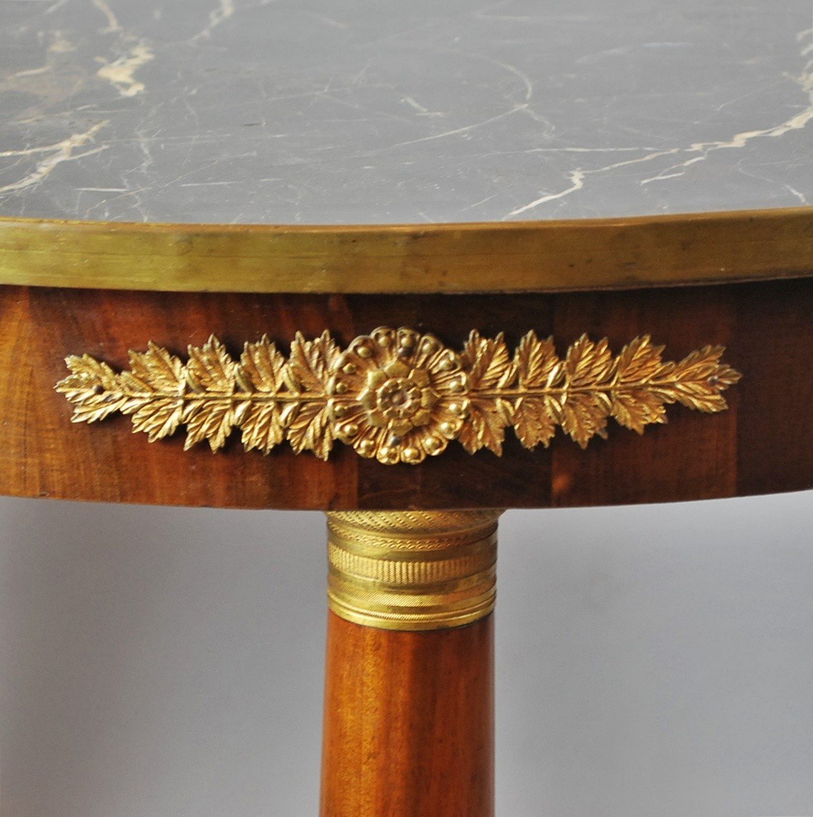 Empire Mahogany Pedestal Table With Marble Shelf 19th-photo-3