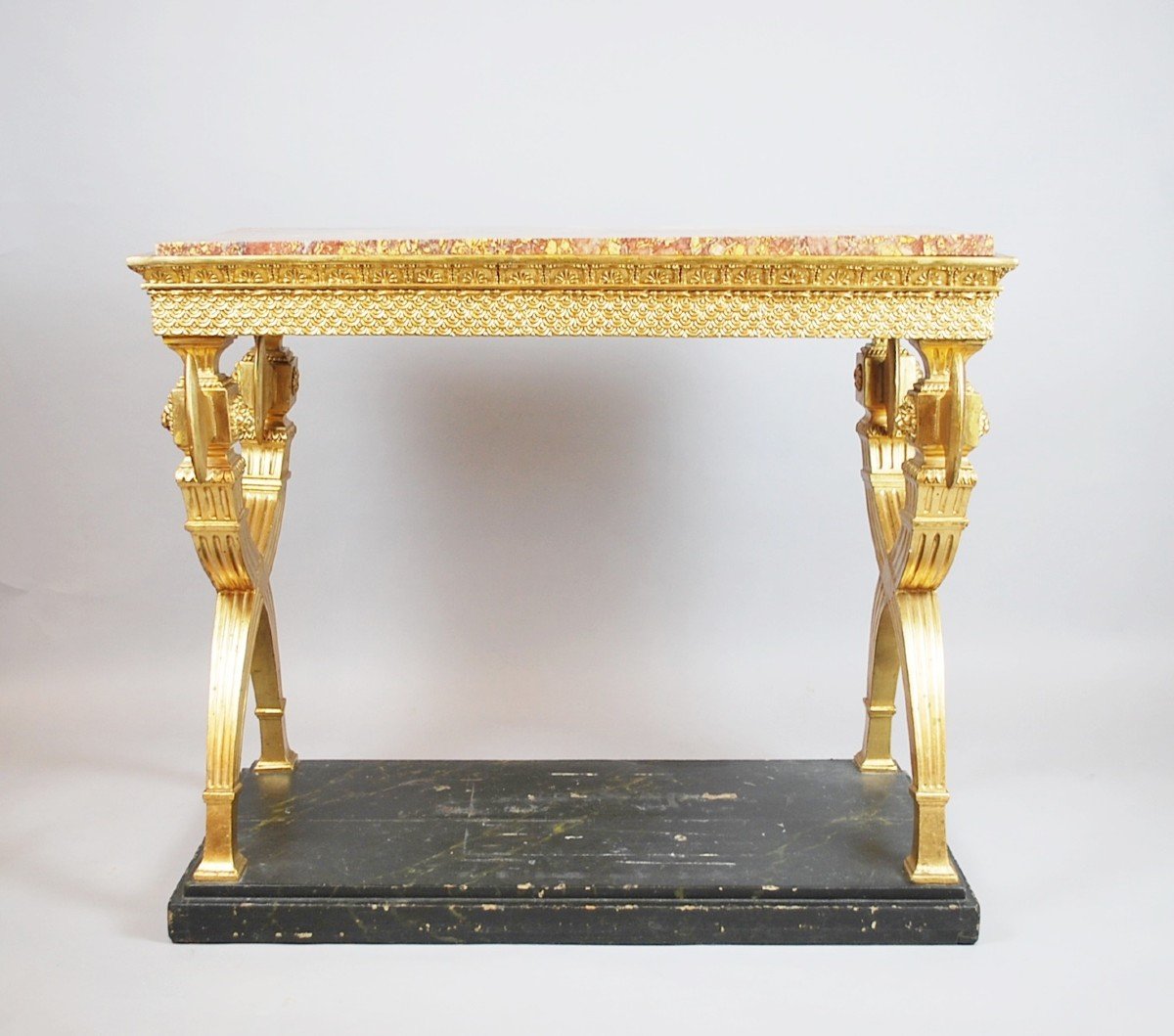 Console In Golden Wood, Marble, 19th.c Sweden. ( Circa 1800 )-photo-2