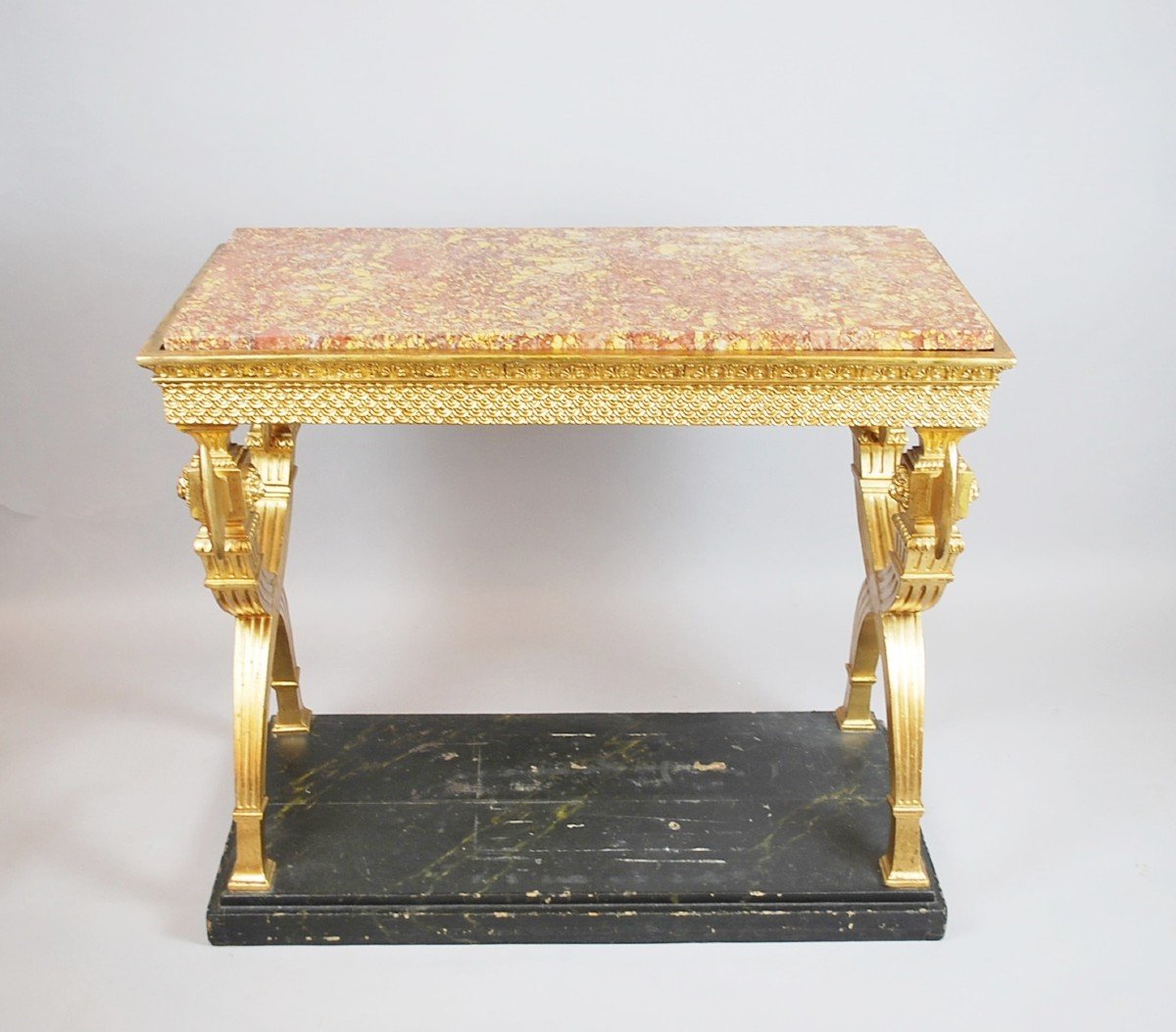 Console In Golden Wood, Marble, 19th.c Sweden. ( Circa 1800 )-photo-3