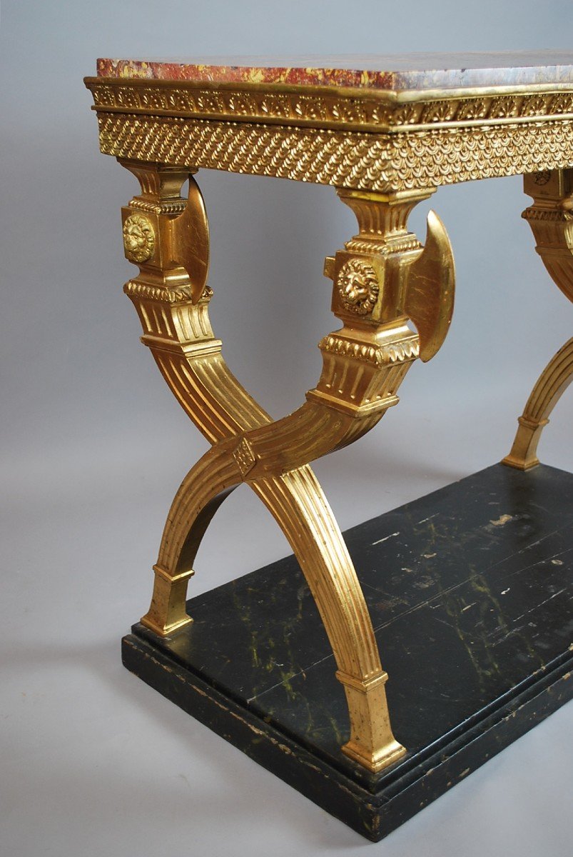 Console In Golden Wood, Marble, 19th.c Sweden. ( Circa 1800 )-photo-5