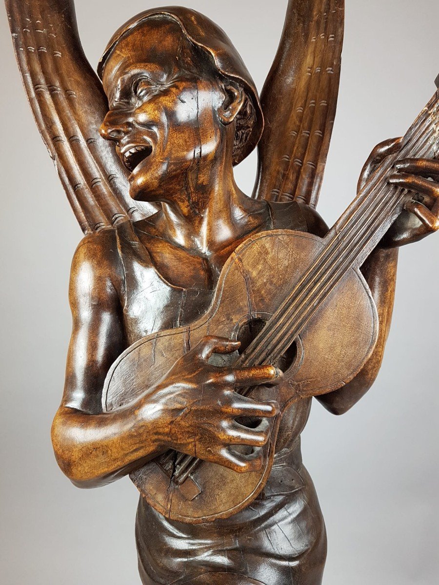 Satire Aillé à La Guitare En Noyer, Italie 19th-photo-2