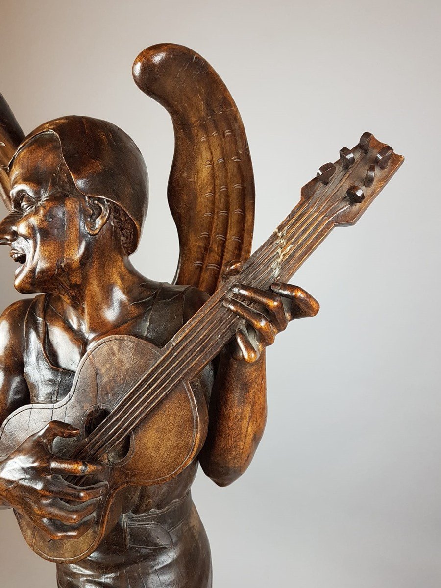 Satire Aillé à La Guitare En Noyer, Italie 19th-photo-2