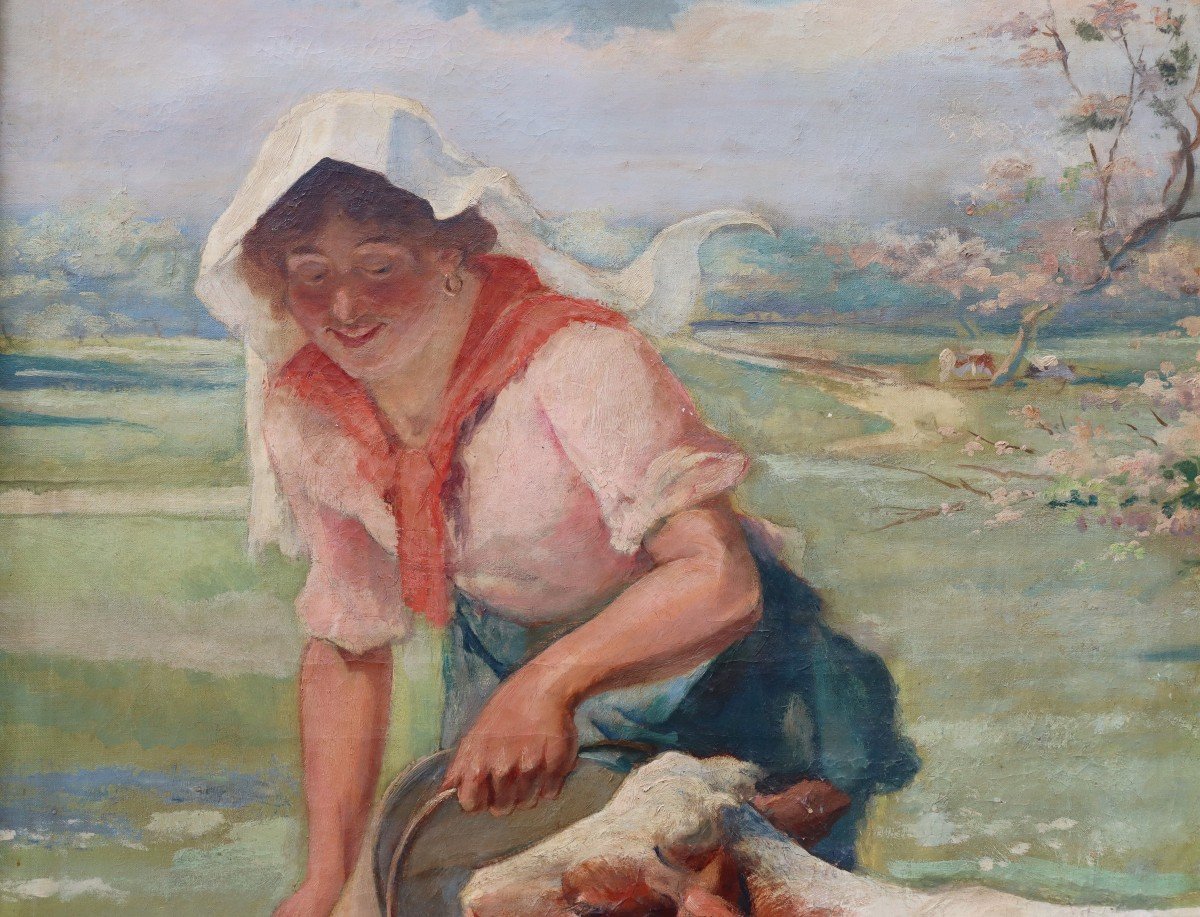 The Farmer, Oil On Canvas By Auguste Bourotte-photo-2
