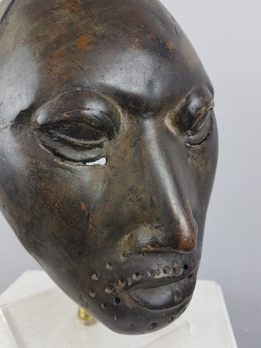 Masque En Bronze, Travail Africain 19th