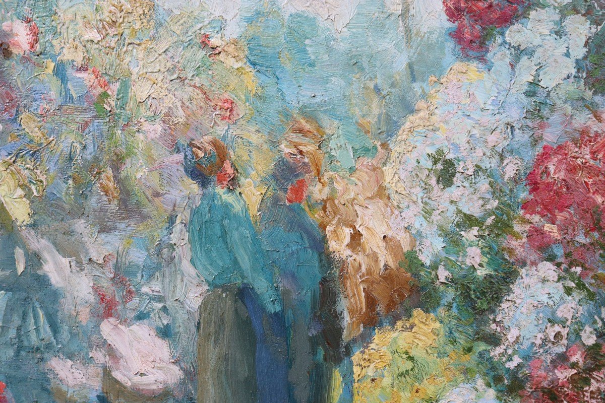 The Flower Market, Oil On Canvas-photo-4
