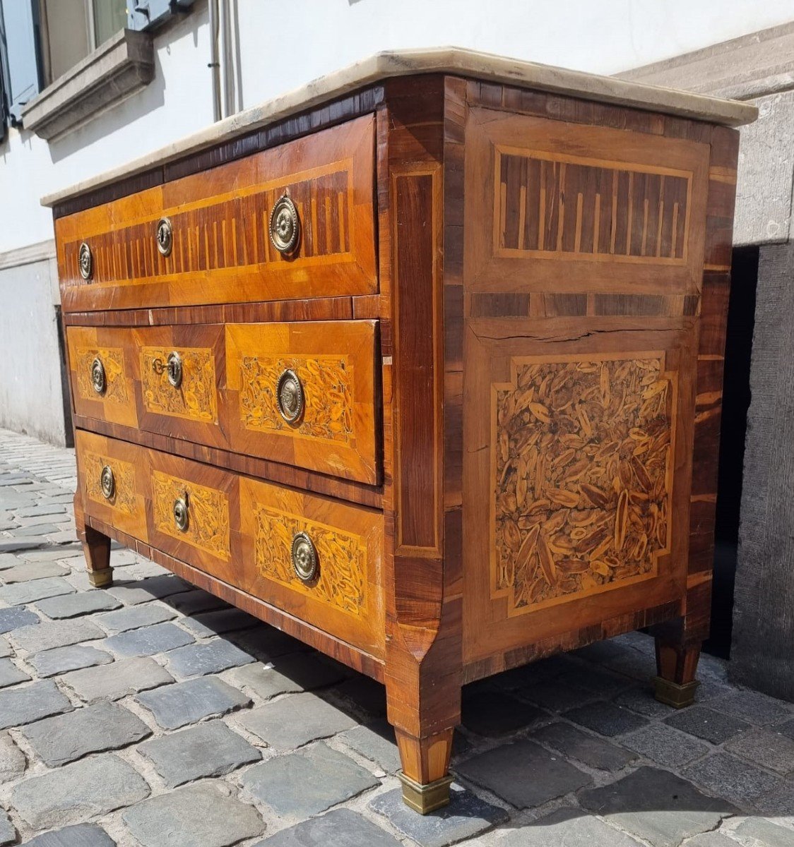 Louis XVI Commode In Inlaid Wood, 18th-photo-2