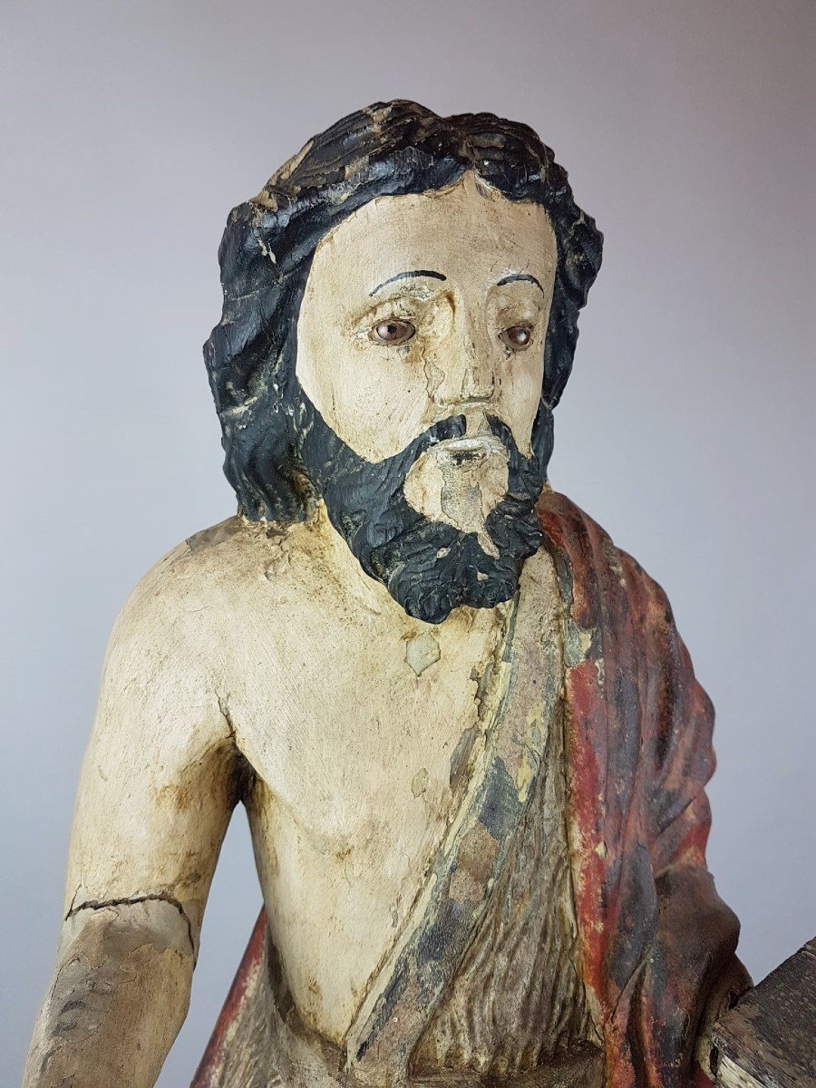 Saint Au Livre, Bois Polychromé, 19th-photo-2