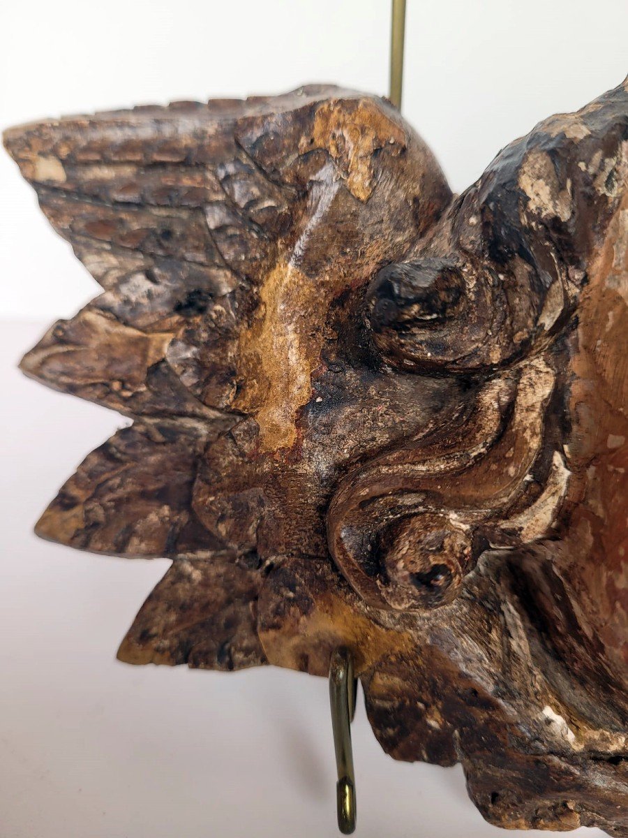 Angel In Carved And Polychromed Wood, Italy 18th-photo-2