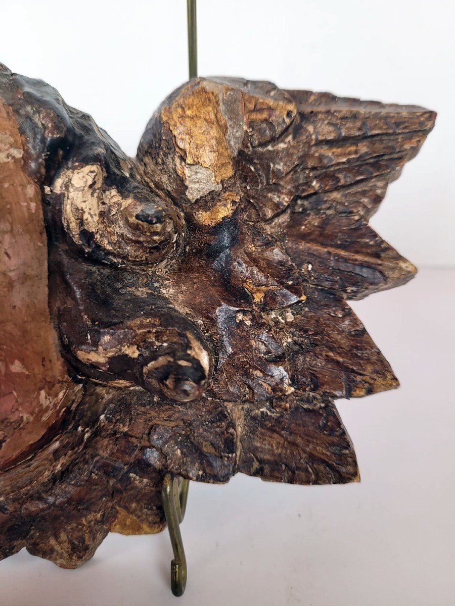 Angel In Carved And Polychromed Wood, Italy 18th-photo-4