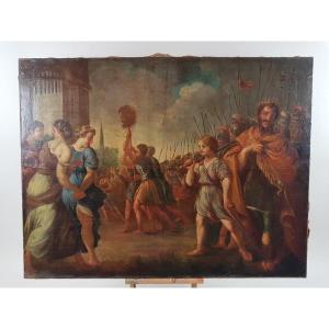 Oil On Canvas - Triumphal Return Of The Child David To Jerusalem
