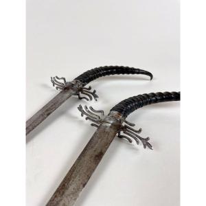 Pair Of Daggers, Horn Handle, 19th