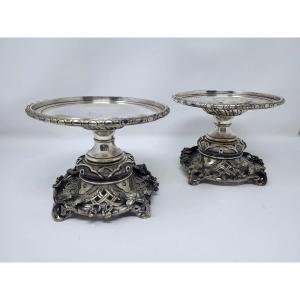 Pair Of Cassolettes In Silver Bronze