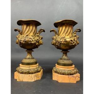 Pair Of Cassolettes In Bronze