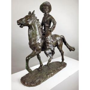 Large Bronze - Cowboy Signed Paul Sersté