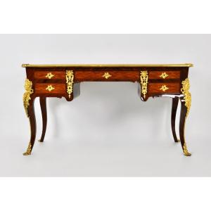 Louis XV Style Desk In Mahogany And Rosewood, Napoleon III Period