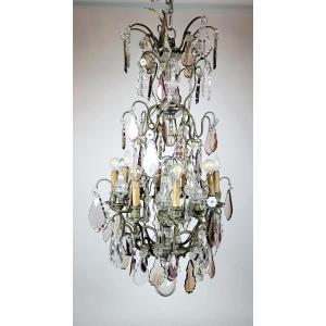 Cage Chandelier - Bronze And Crystal
