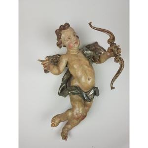 Cherub In Carved And Polychromed Wood, Germany Early 18th