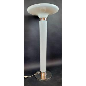 Lampadaire En Verre Et Chrome - Mazzega 