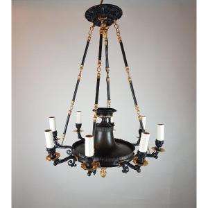 Small Restoration Period Chandelier In Bronze