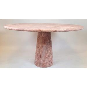 Round Table In Pink Travertine