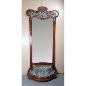 Miroir De Hall Art Nouveau  Formant Jardinière