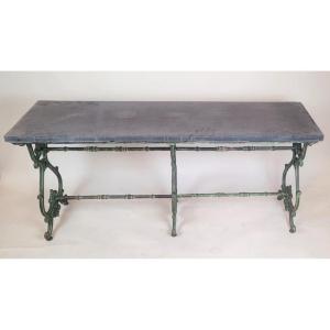 Wrought Iron And Stone Garden Table