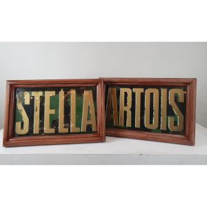 Panneaux Publicitaires Stella Artois En Verre églomisé, Vers 1930