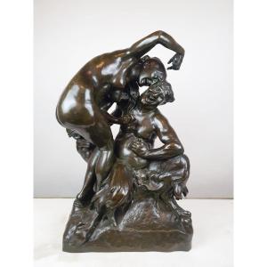 Jef Lambeaux, Bronze Group With Green And Brown Patina