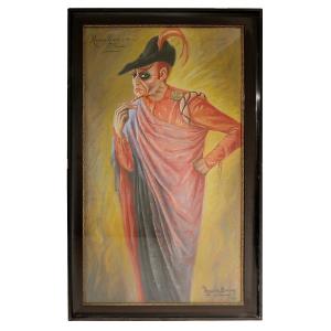 Marguerite Briconk, "mephisto" Watercolor On Paper, Signed And Dated
