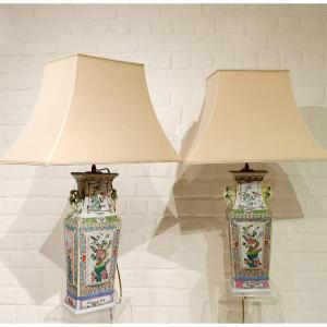 Pair Of Chinese Porcelain Lamps, Early 20th