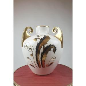Pinon Maurice, Vase Art Déco En Faïence De Tours