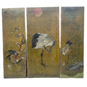 3 Chinese Panels, 19th
