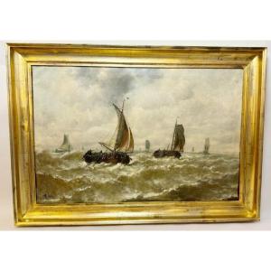 R. Buls, 19th Dutch School, Oil On “marine” Canvas