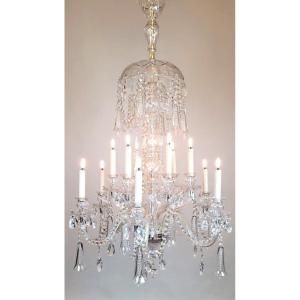Glass And Crystal Chandelier - 12 Light Arms