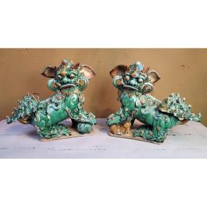 Paire De Chiens De Fô