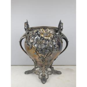 Art Nouveau Silver-plated Brass Planter, Circa 1900