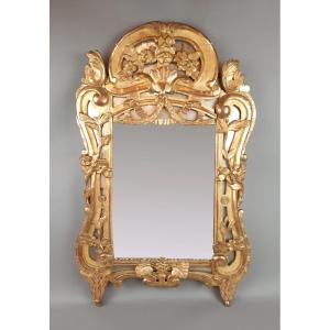 Miroir à parclose en bois doré, fin 18th