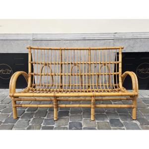 Wicker And Bamboo Sofa, Circa 1970