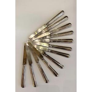 Dessert Knives, 12 Pieces, Solid Silver, France 19th Century
