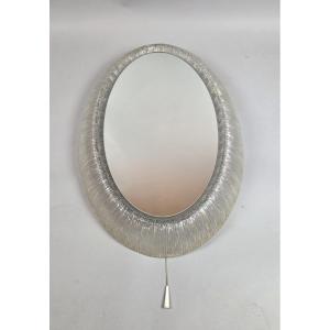 Miroir ovale, acrylique lumineux, E. Hillebrand, 1970