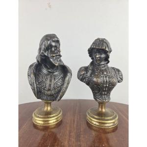 Paire de bustes en bronze "Alexandre Nuski et son épouse" 19th