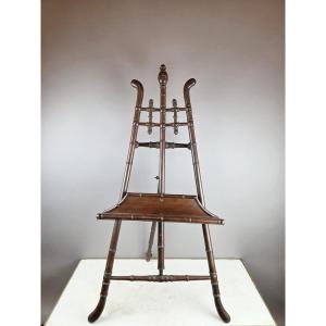 Petit chevalet en bois patiné et tourné façon bambou, fin 19th