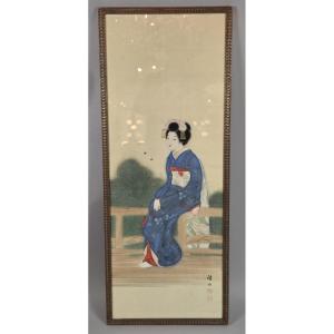 Silk Painting, Japanese, 19th Century, "the Waters Of The Valley" 