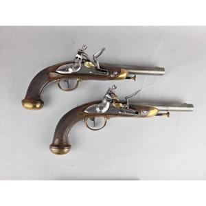 2 pistolets silex d'officier modèle 1816